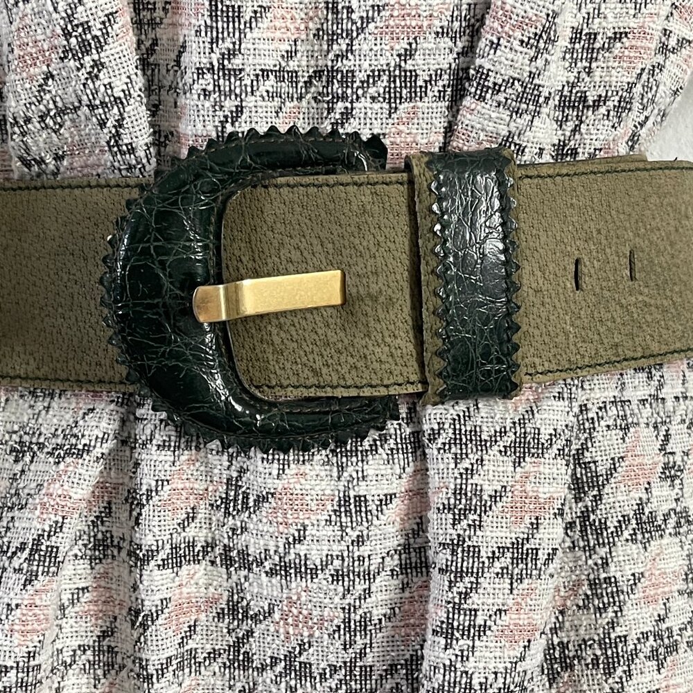 AXCESS green belt Vintage belt Women's wide belt Leather belt size L Fashion bel